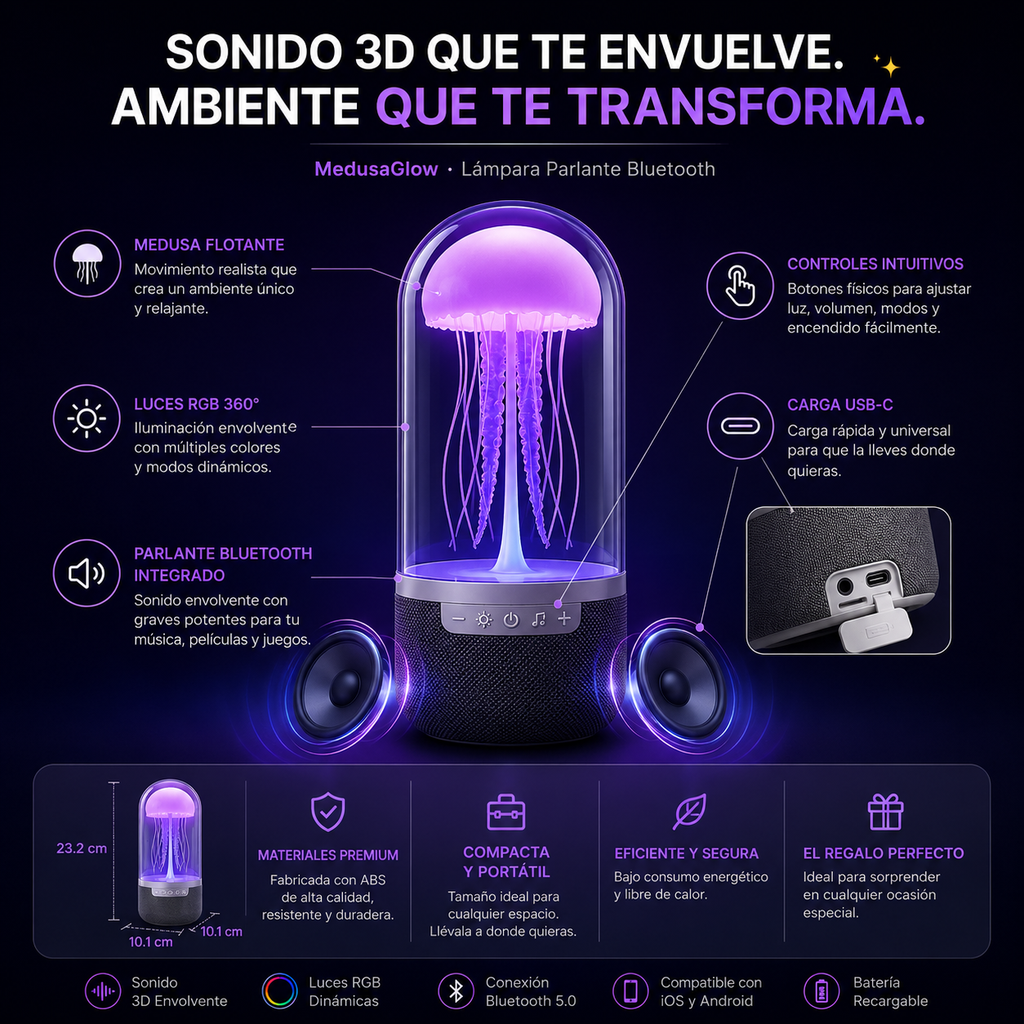 MedusaGlow™ | Parlante Lámpara RGB
