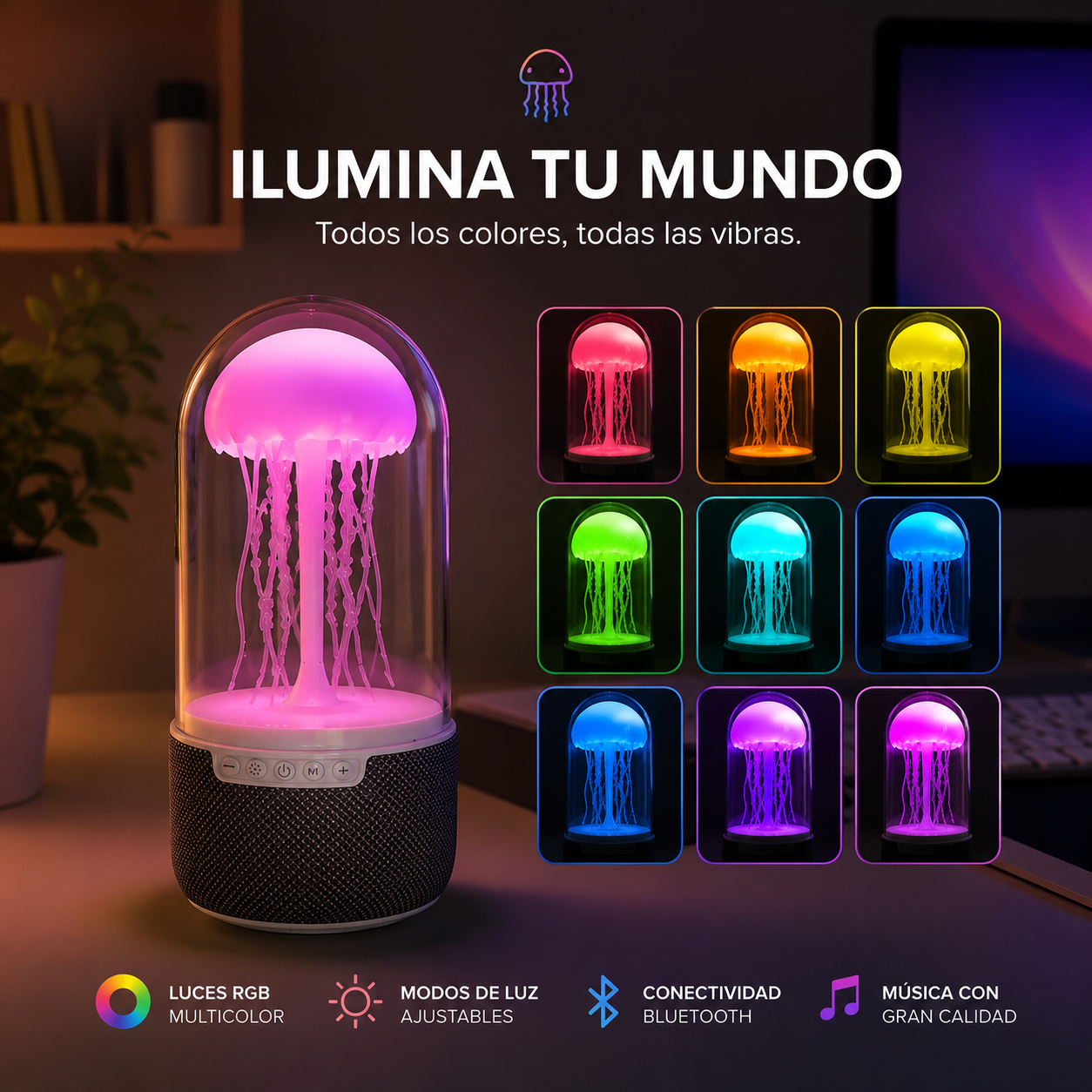 MedusaGlow™ | Parlante Lámpara RGB