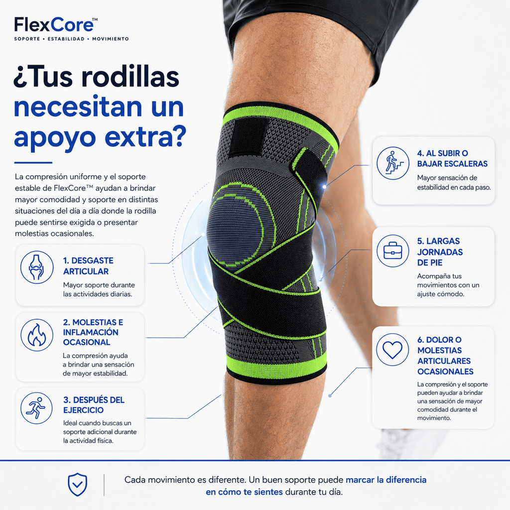 Rodillera Ortopédica FlexCore™ con Doble Ajuste