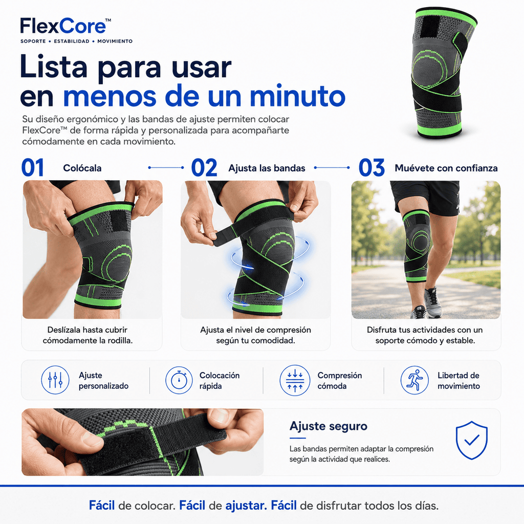 Rodillera Ortopédica FlexCore™ con Doble Ajuste