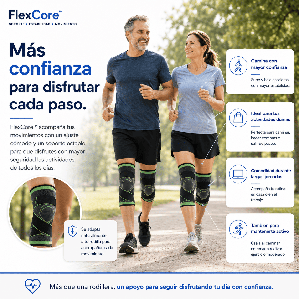 Rodillera Ortopédica FlexCore™ con Doble Ajuste