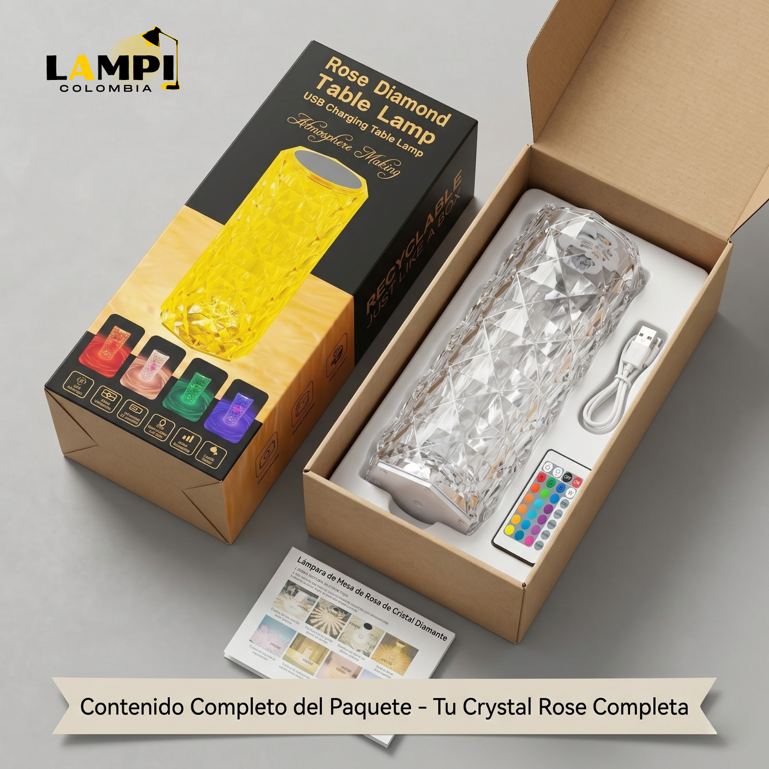 Lámpara Crystal Rose™ - Diamante Inteligente 16 Colores