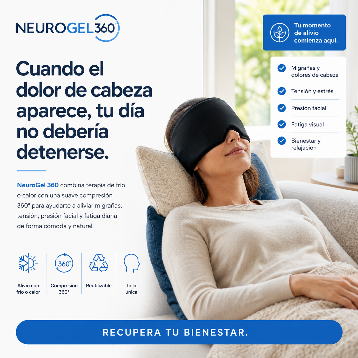 NeuroGel 360™  Máscara Terapéutica de Frío y Calor