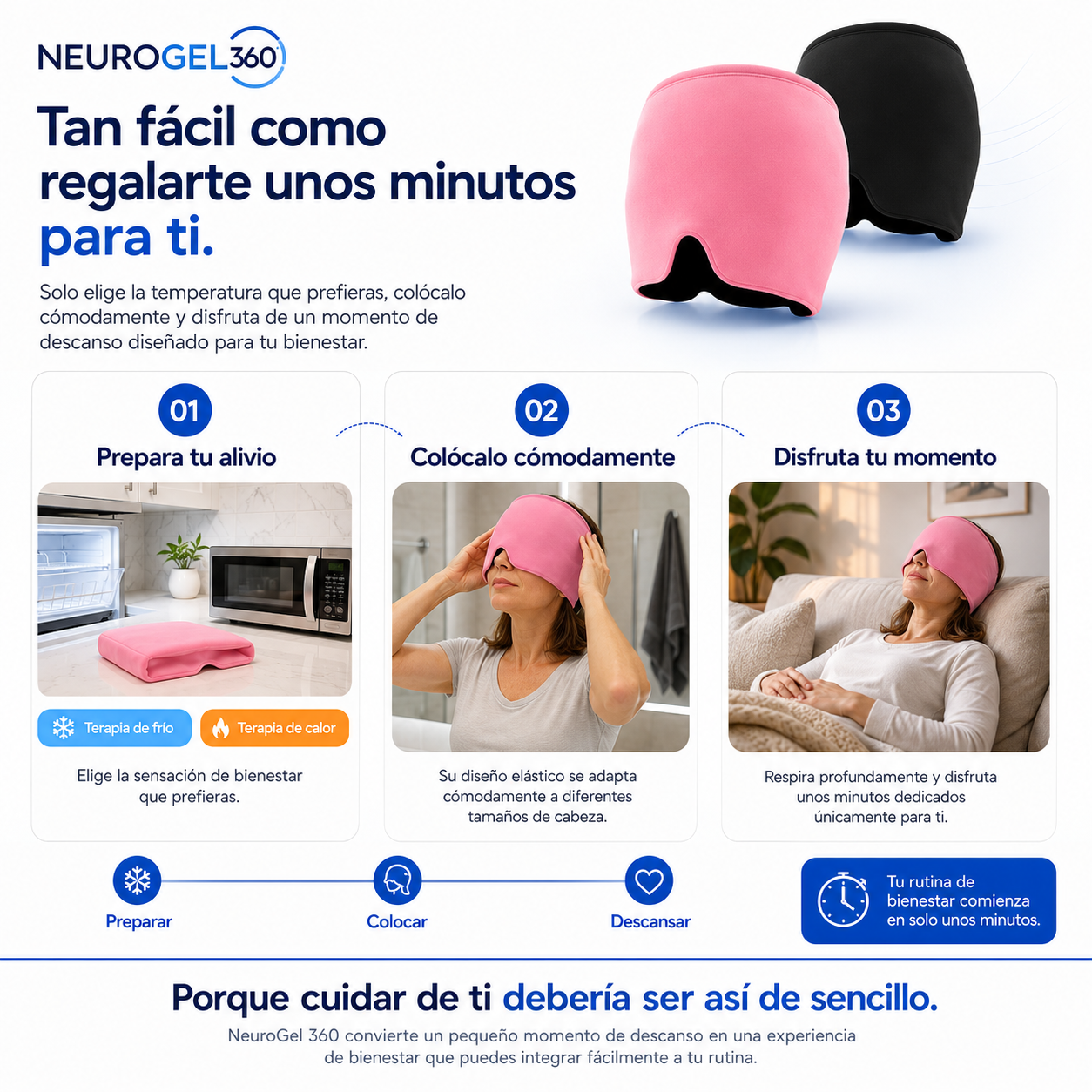 NeuroGel 360™  Máscara Terapéutica de Frío y Calor