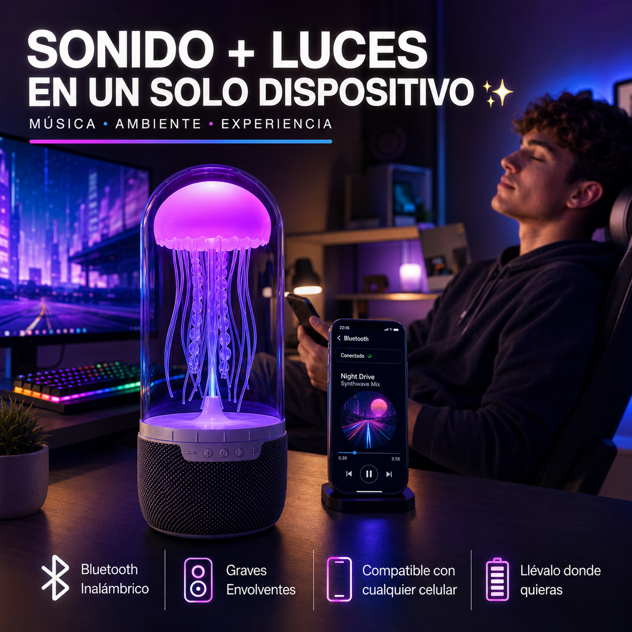 MedusaGlow™ | Parlante Lámpara RGB