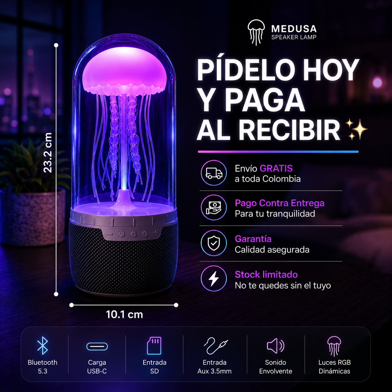 MedusaGlow™ | Parlante Lámpara RGB